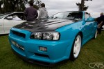 Teal Blue R34 Skyline on White Rims