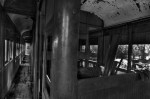 Abandoned Train inside photo black and white 1